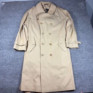 Harbor Master‎ Coat Mens XL Beige Double Breasted Trench Belted Made in USA Tan